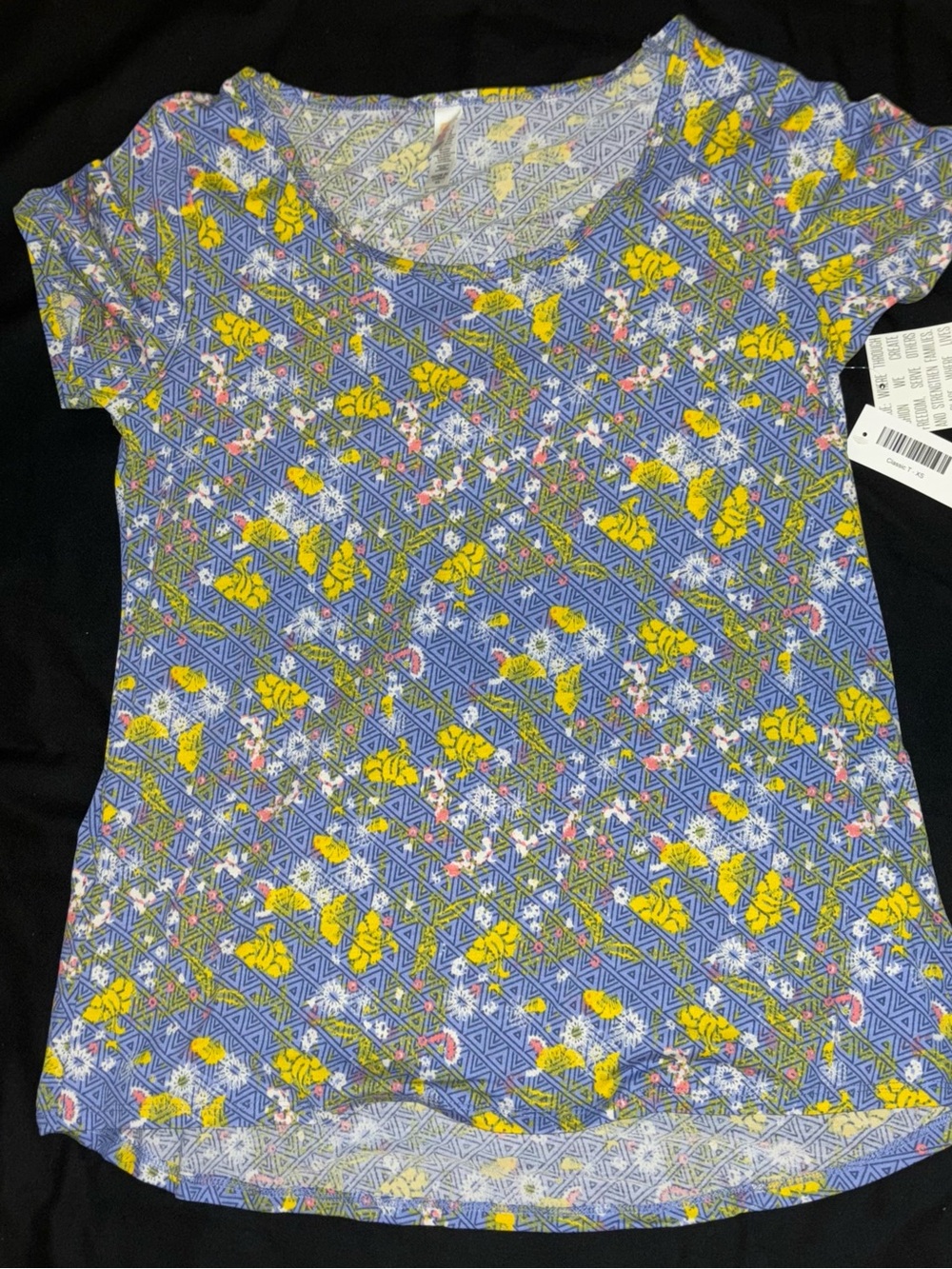 LuLaRoe Floral Classic T in Blue, Yellow, White